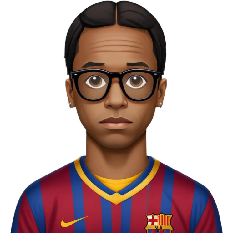 Travis Scott in black glasses and Barcelona jersey emoji
