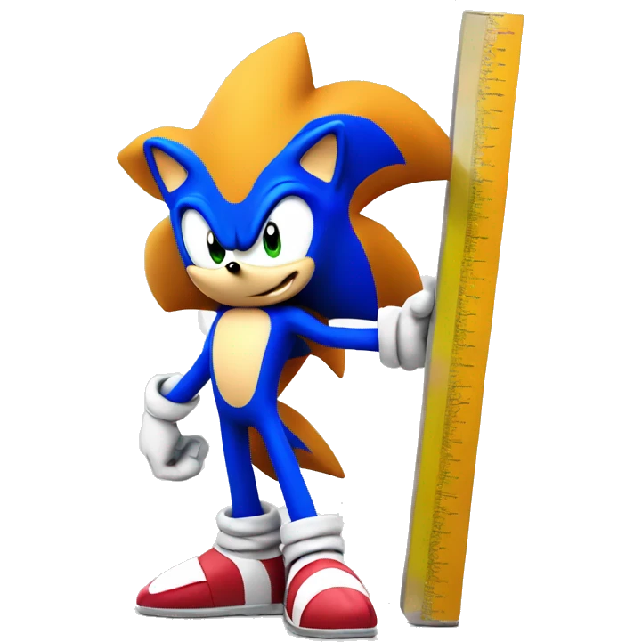 Sonic the hedgehog holding a large ruler in the air  emoji