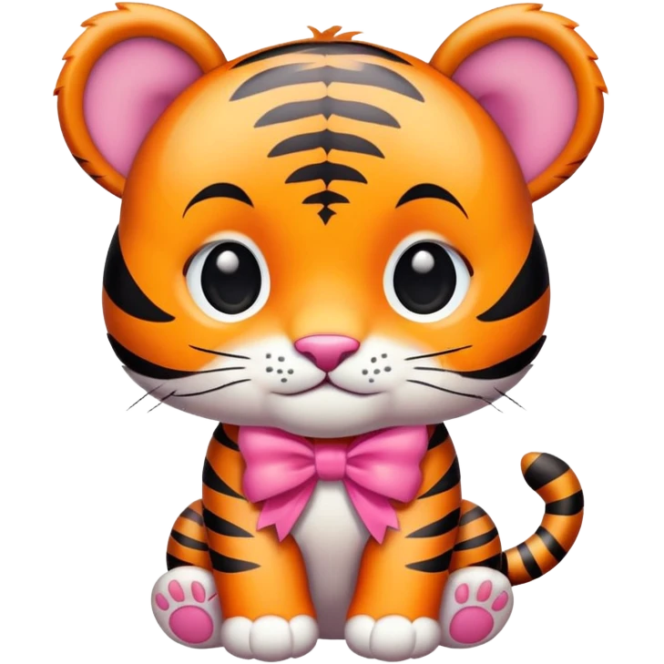 cute baby tiger with pink bow emoji