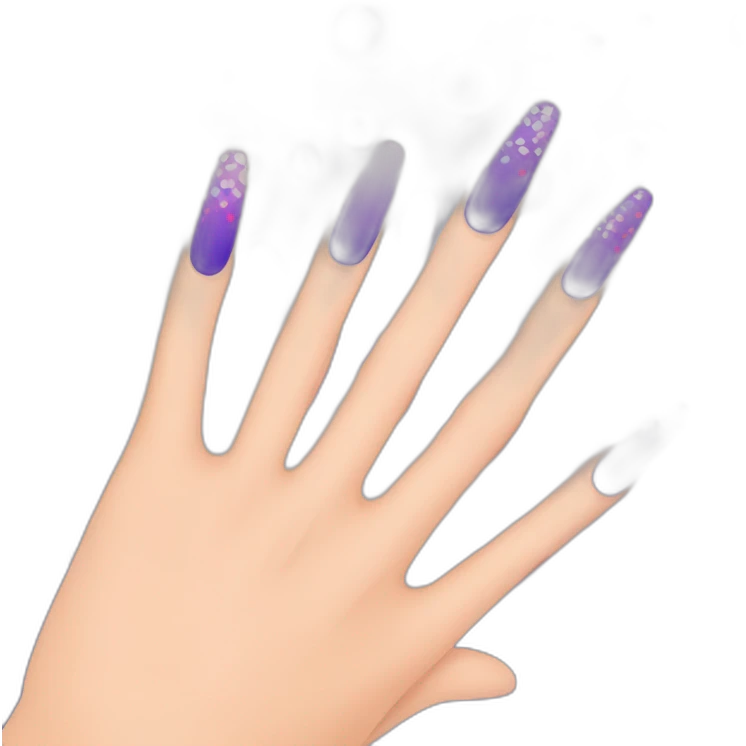 Illustrate a hand with nails changing colors and patterns, in a modern nail salon." emoji