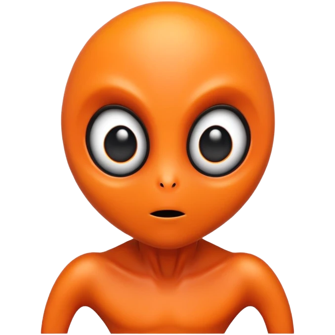 orange alien with big black eyes emoji