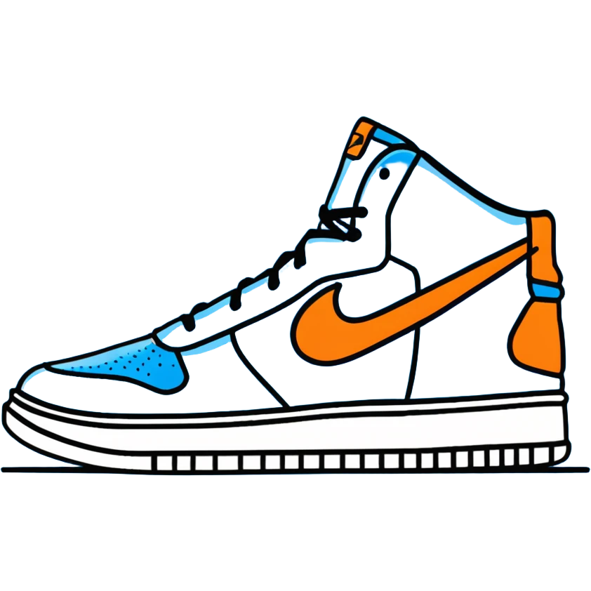 sporty blue Nike basketball shoes with nike logo emoji