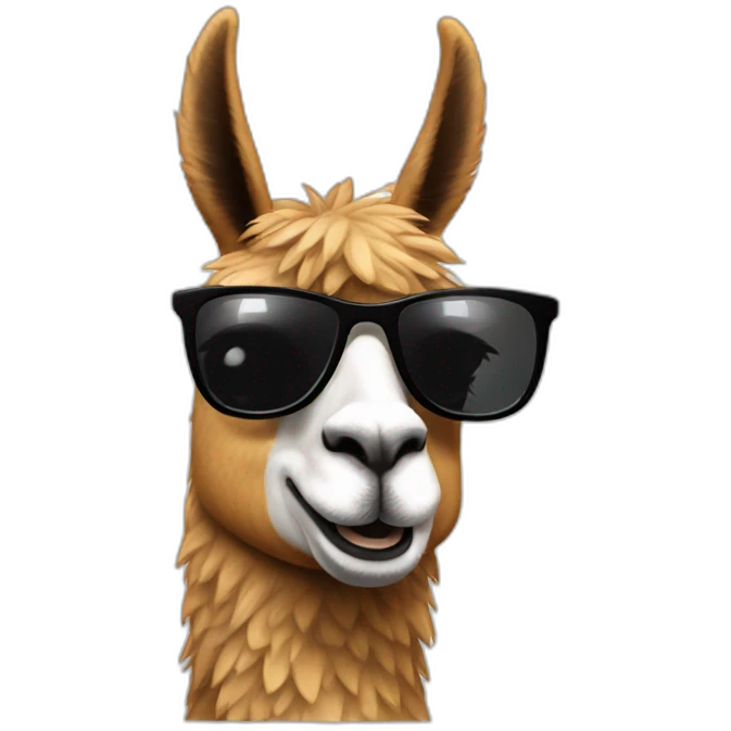 llama in a spy suit with sunglasses emoji