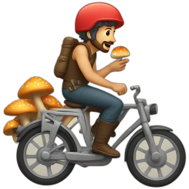 male eating mushroom riding bernadoodle emoji