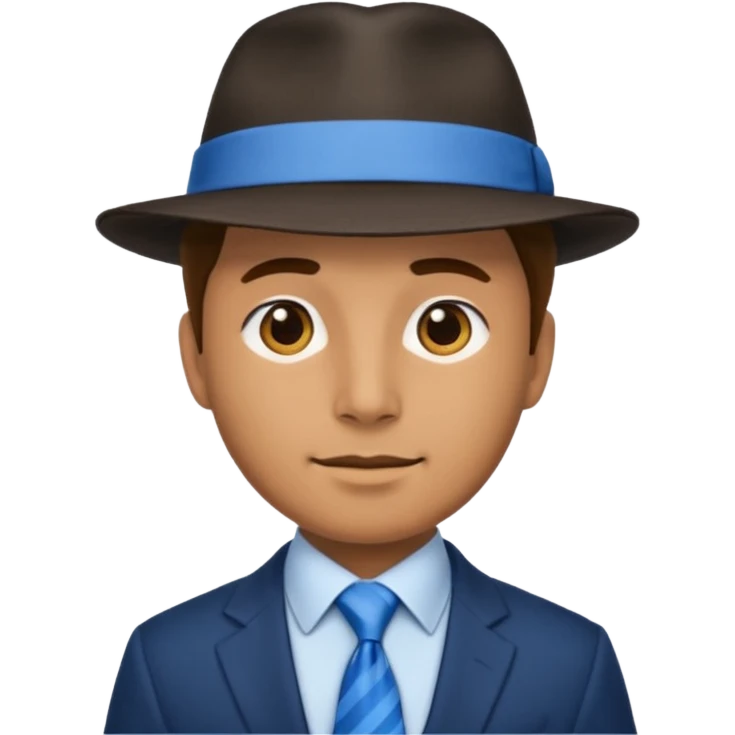 man with hat and blue ties emoji
