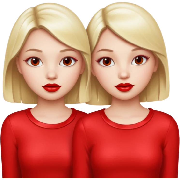 twin girls with shiny red lipgloss emoji