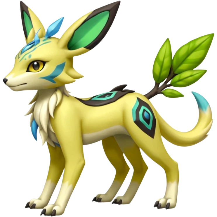  Exotic Planty Meloetta-Zygarde-Zeraora-Eeveelution-Renamon-Protogen-Palkia-hybrid-fusion-Fakémon-creature, full body emoji