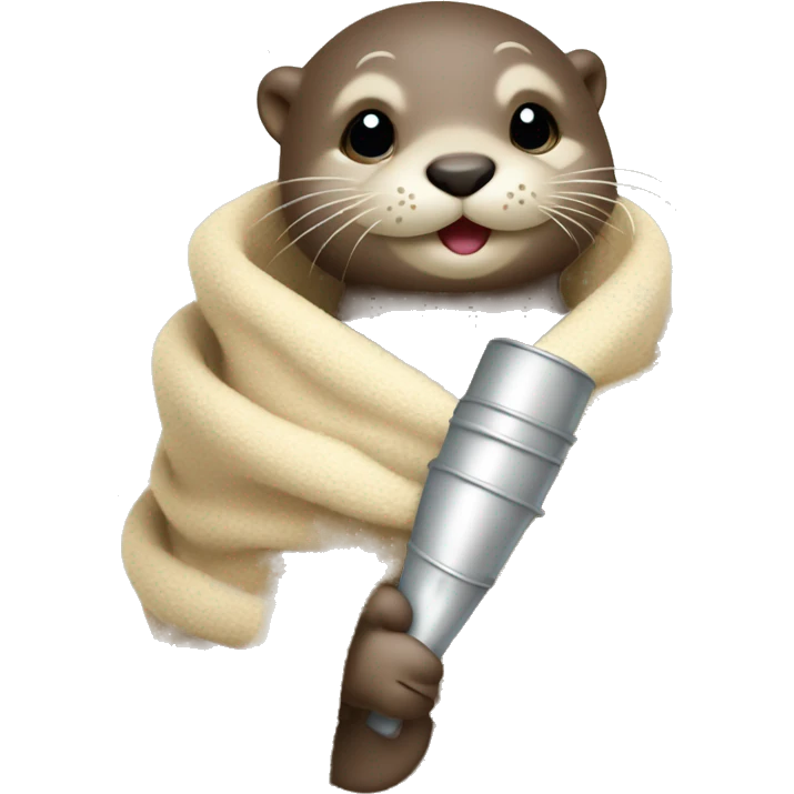 cute baby otter wrapped in blanket with dummy and prosecco flute  emoji