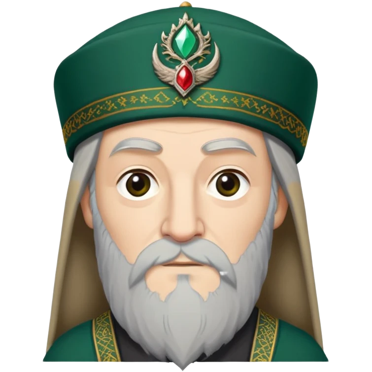 albus dumbledore from harry potter with dark green turkish fez hat and decorative motifs, no gem emoji