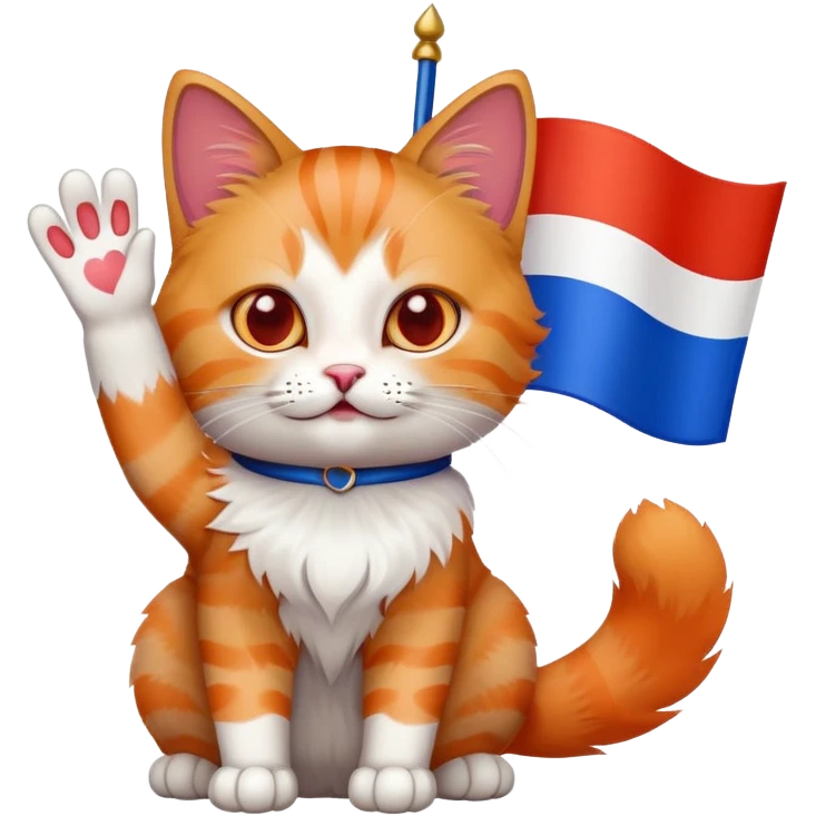 Russian flag waved by cat emoji