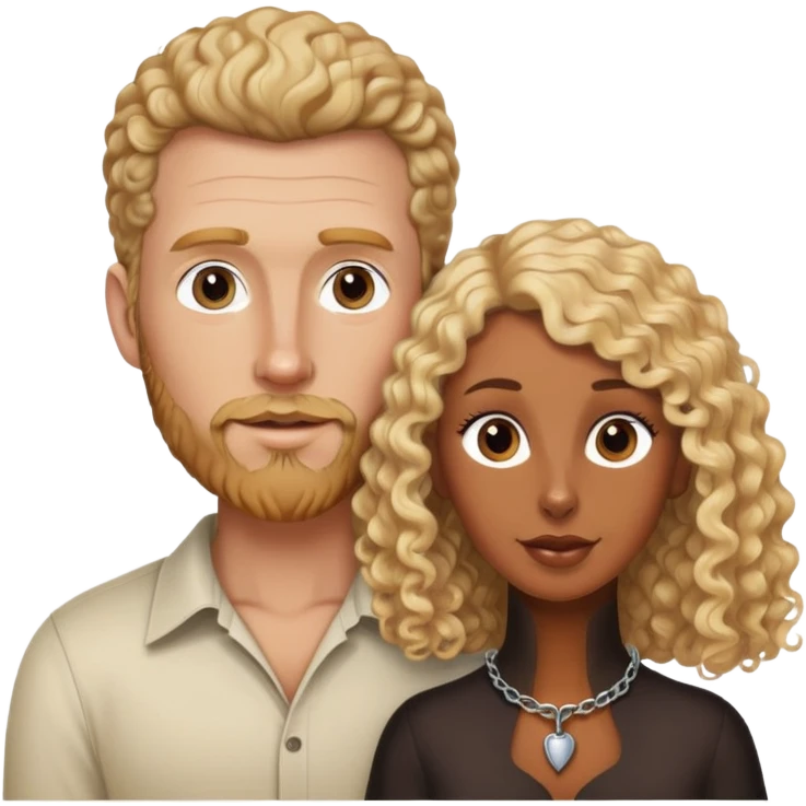 A white man with a blonde beard and a tan woman with curly hair with a Doberman  emoji