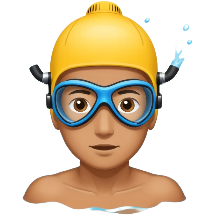 determined pool diver dives into a pool of confidence blue water underneath  emoji