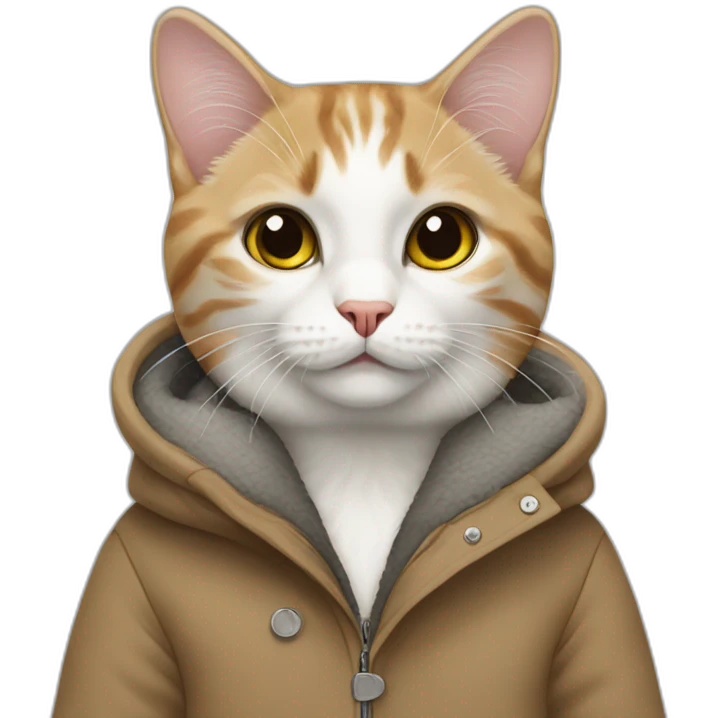 Mix breed cat in a Zara winter coat emoji
