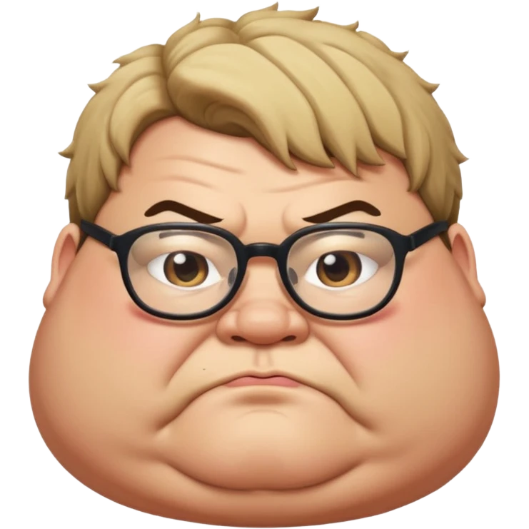 Fat guy with glasses slobbering sumo style hair emoji