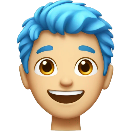 happy boy with blue hair emoji