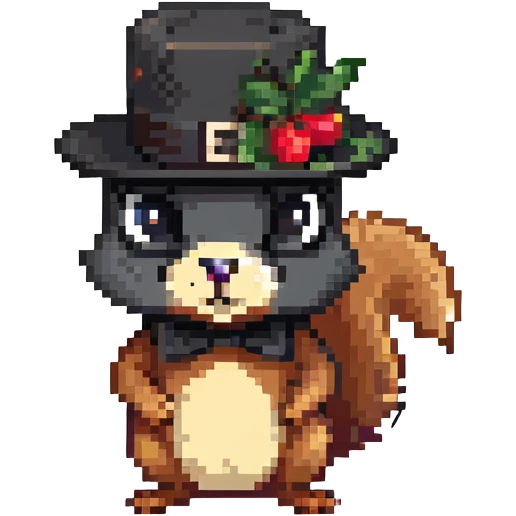 A squirrel wearing a black mask and black hat like Zorro emoji