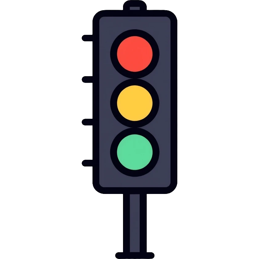 traffic light with red light illuminated, stop signal emoji