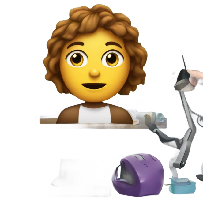 graphic designer with Imac emoji