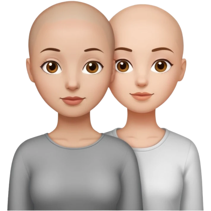 One bald girl best friend and one girl best friend with brown hair emoji