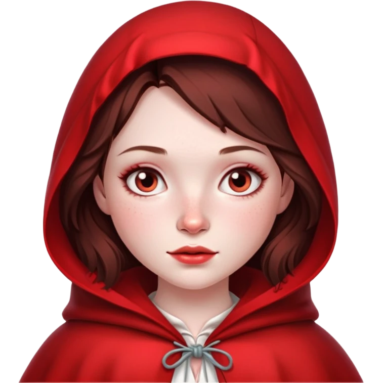 Little red riding hood, pale skin with freckles dark brown hair emoji