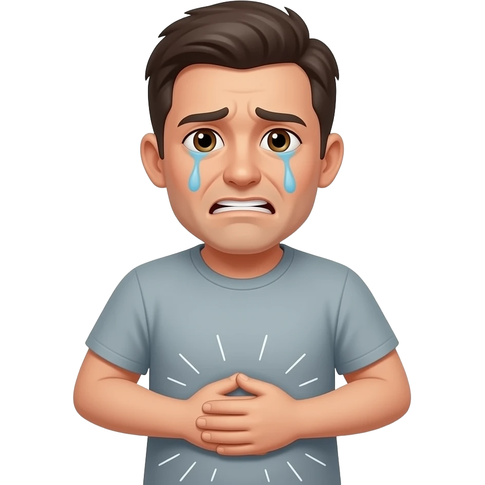 pessoa com dor na barriga estilo apple emoji