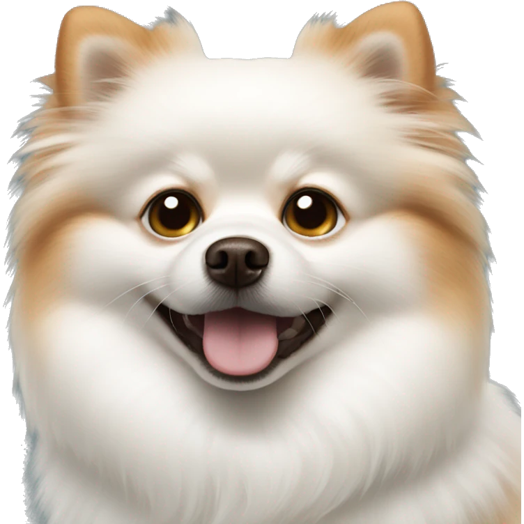white pomeranian with a brown spot on the forehead emoji