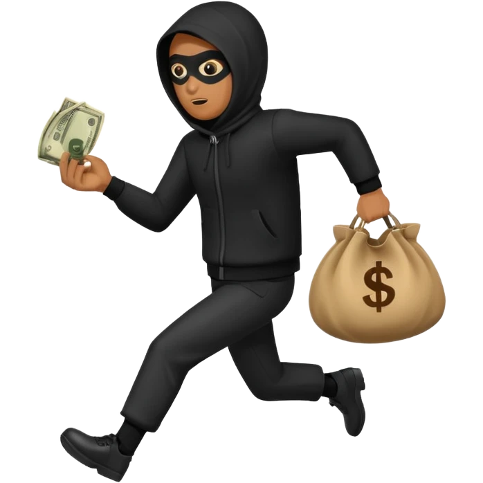 Robber running with Money bag robbery dress  emoji