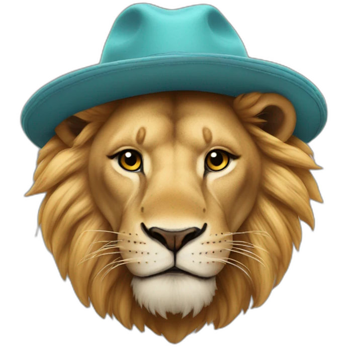 A lion wears a hat with a Tik Tok logo on it  emoji