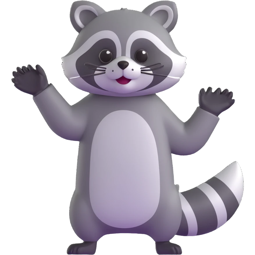 raccoon waving hello emoji