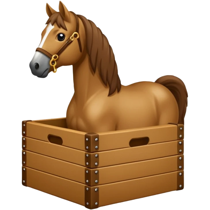 Cavallo baio affacciato a un box emoji