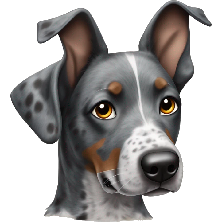 Blue heeler and German pointer with floppy ears emoji
