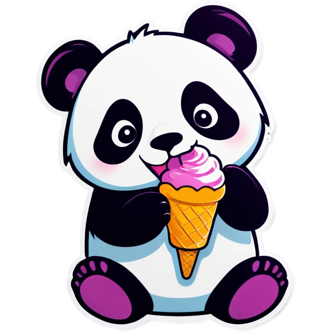 Panda eating ice cream emoji
