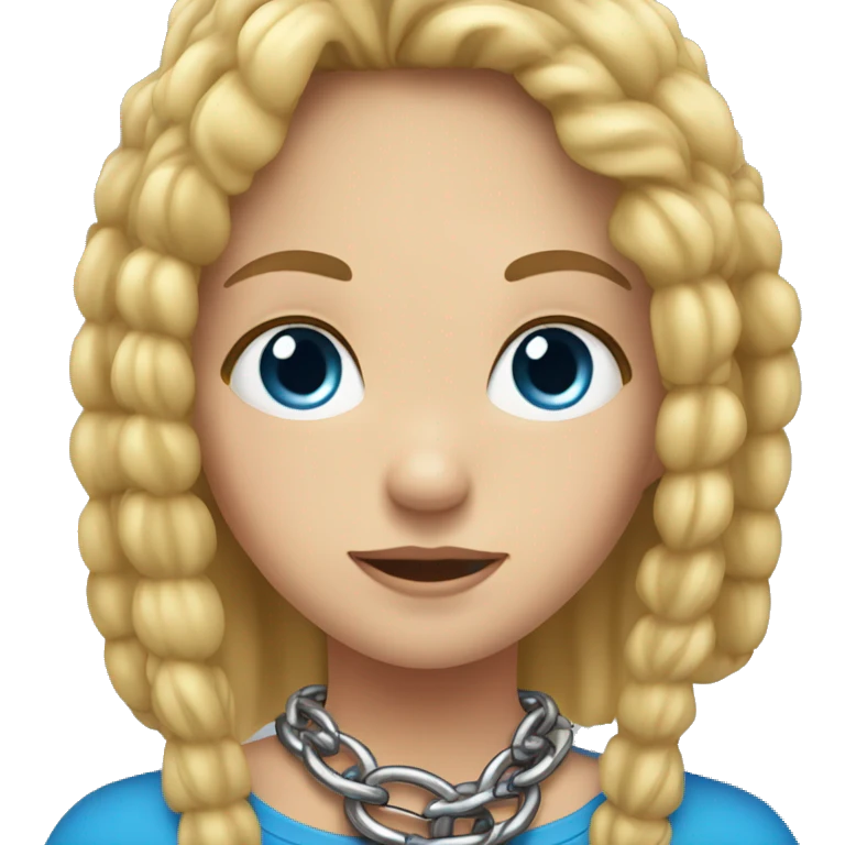 A girl with chains around her neck, blond hair and blue eyes emoji