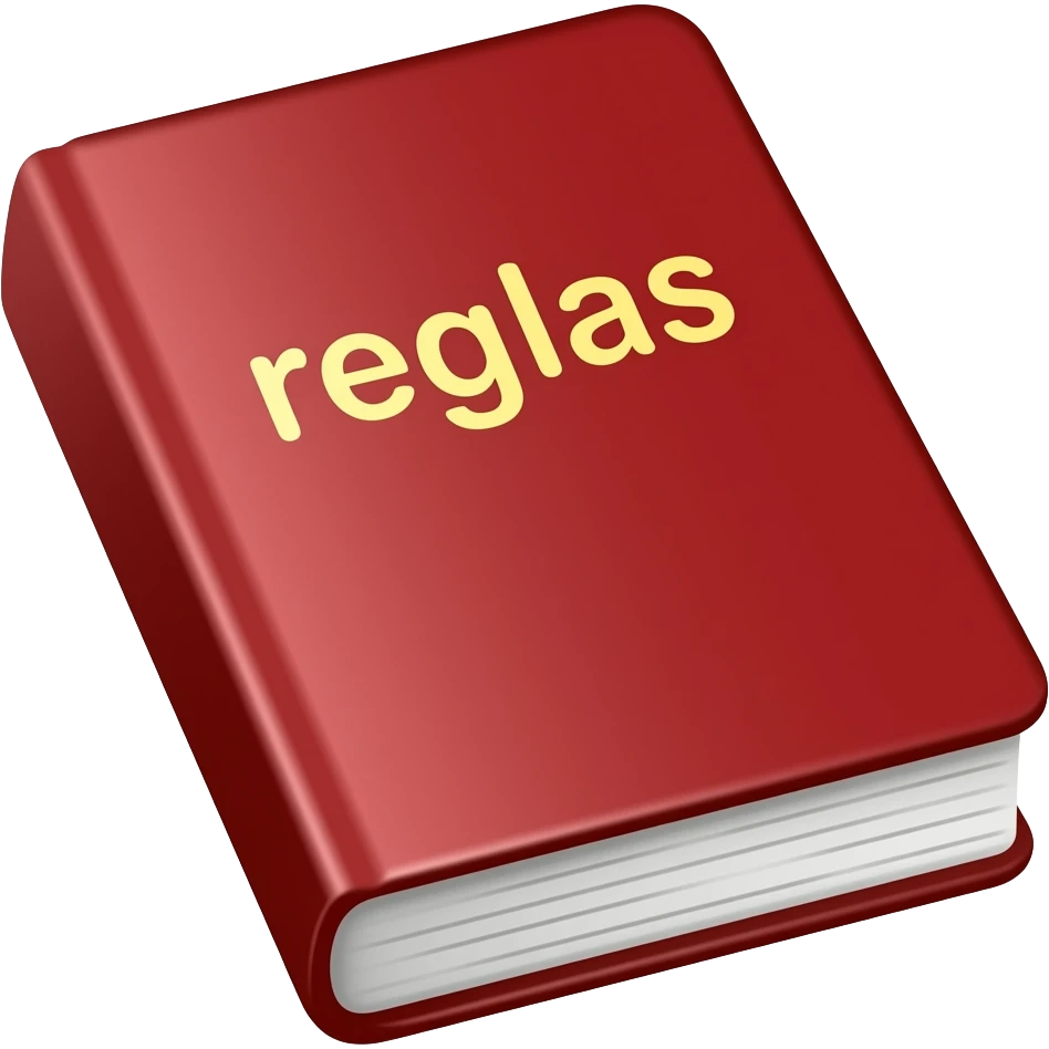 Emoji de reglas (cuaderno rojo estilo biblia  diga reglas)(quiero que diga en español reglas) exactamente Solo que diga "reglas" emoji