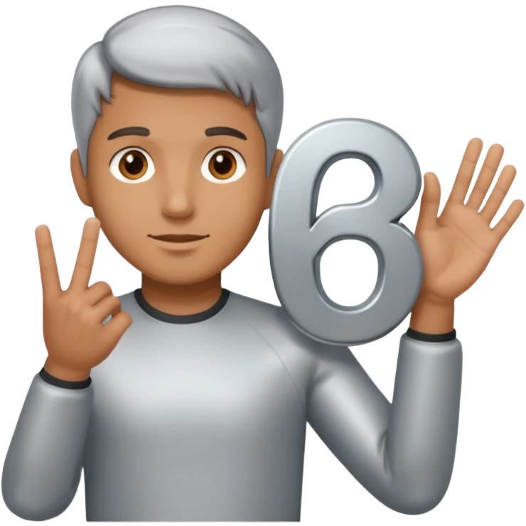 Man holding 67 emoji