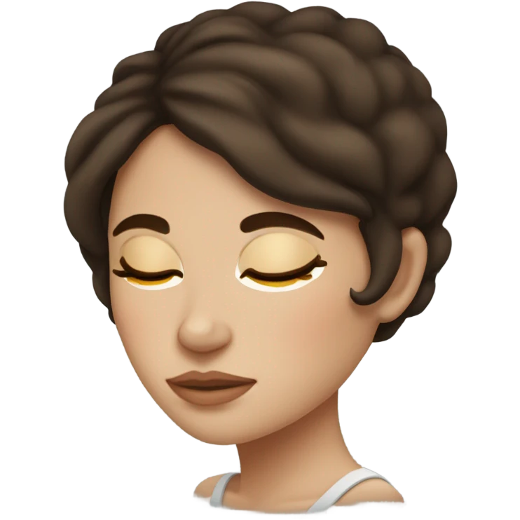 Brunette girl  sleeping with freackles on her face emoji