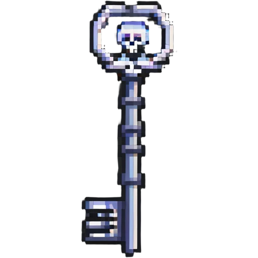 old-fashioned skeleton key in pixel art style emoji