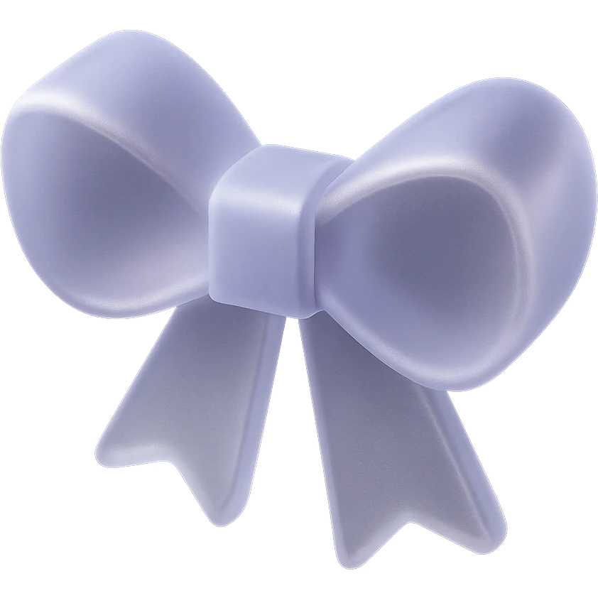 soft lavender bow with frosted matte glass texture emoji