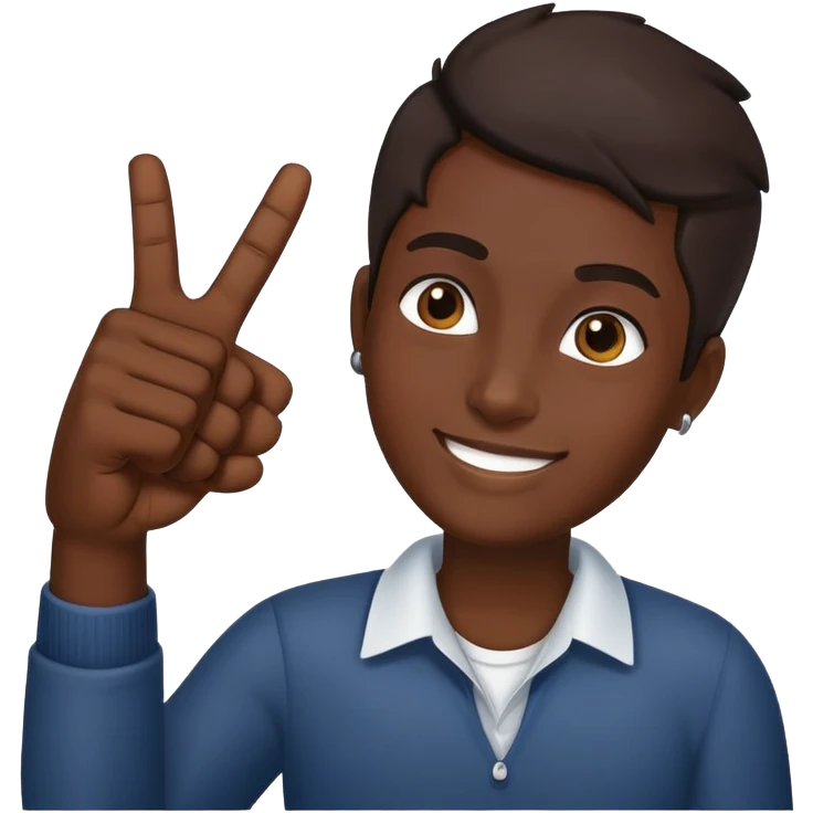 Dark skin tone with index middle and thumb fingers up emoji