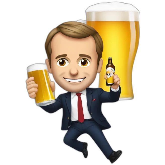 Emmanuel Macron qui boit une bière emoji