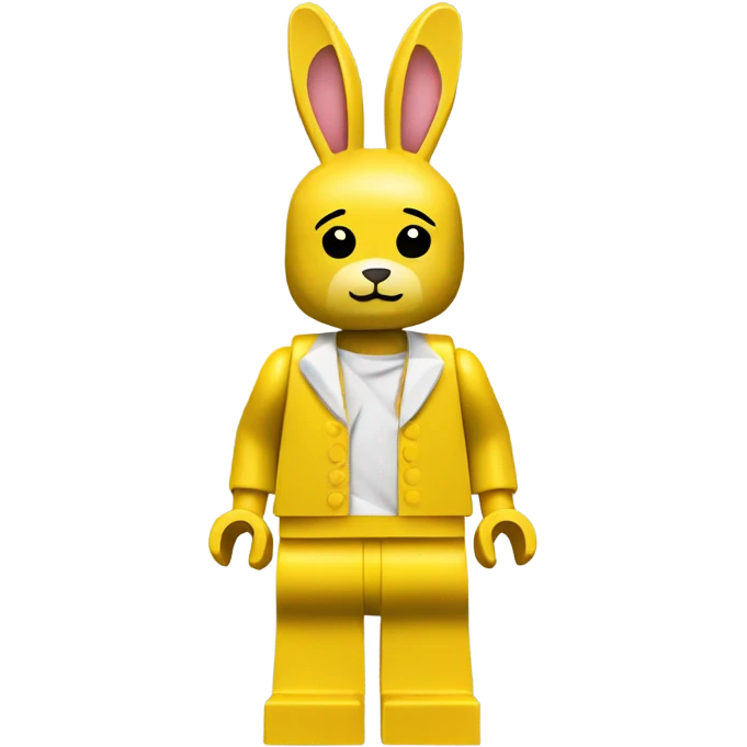 Yellow basic lego human full body wearing rabbit costume emoji