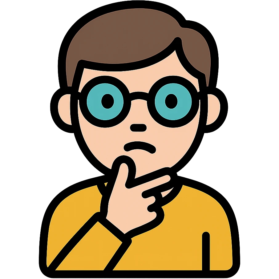 an intellectual person with glasses and a thoughtful expression emoji