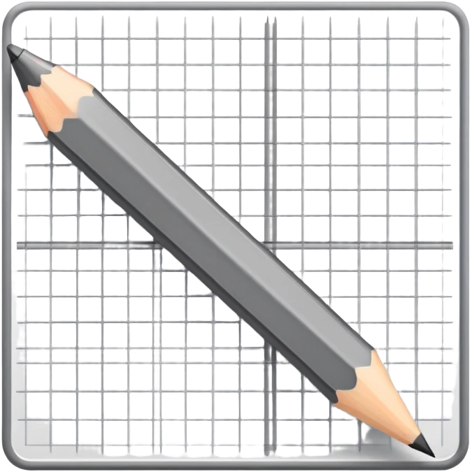 A pencil placed over a square grid, representing the sketching phase of a logo emoji