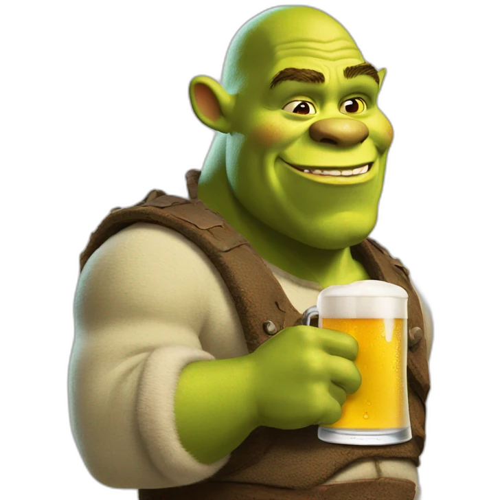 shrek drinking beer emoji
