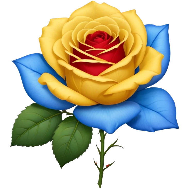 One Yellow 🌹 and one blue flower 🌹 on with red band  emoji