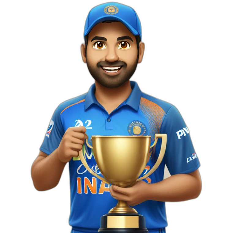 rohit sharma holding trophy emoji