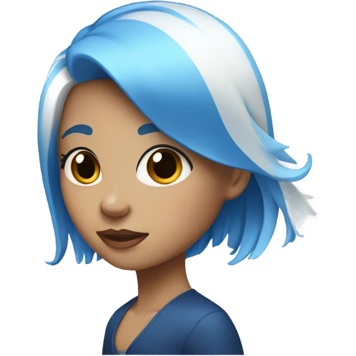 White & blue hair, girl, Thanks emoji
