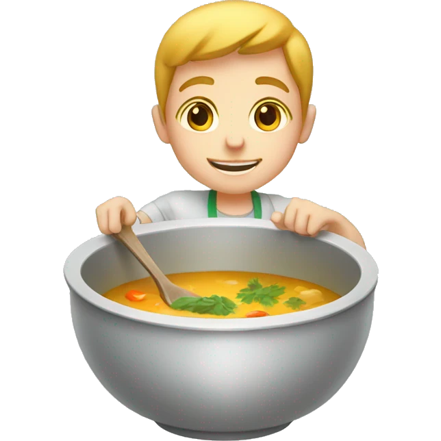white kid making bowl of soup emoji