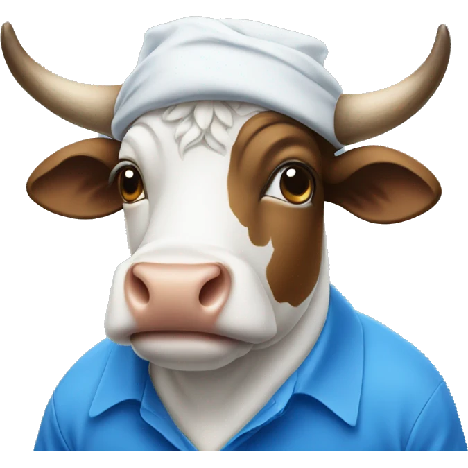 Cow wearing a blue and white polo shirt and also is a Sikh  emoji