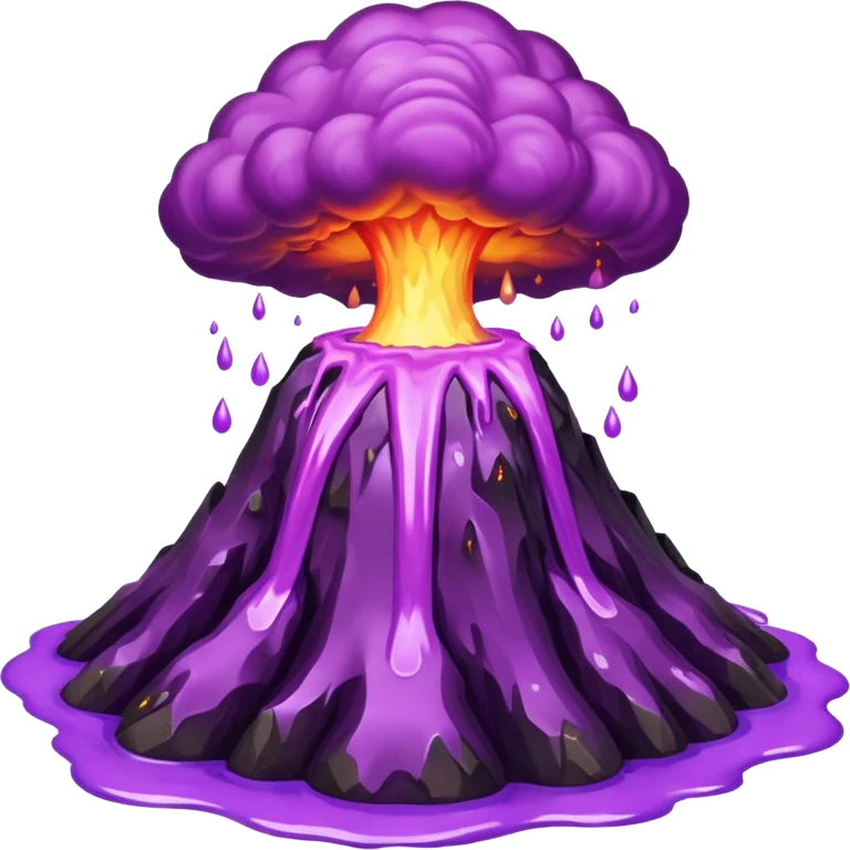 A volcano errupting only with a pure purple liquid emoji
